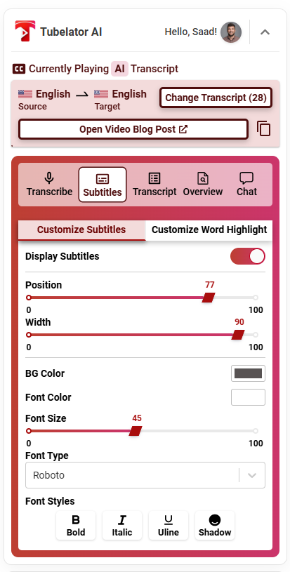 Subtitle Customization